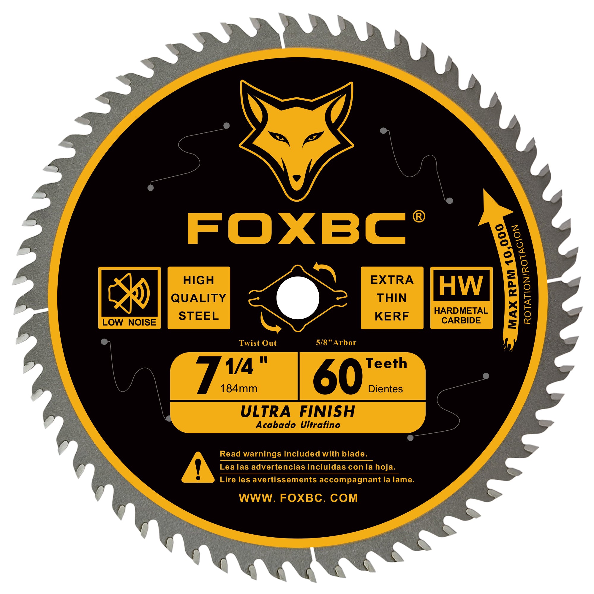FOXBC 7-1/4" Kreissägeblatt 60 Zähne Ersatz für Freud Diablo D0760A D0760X, DeWalt DWA171460