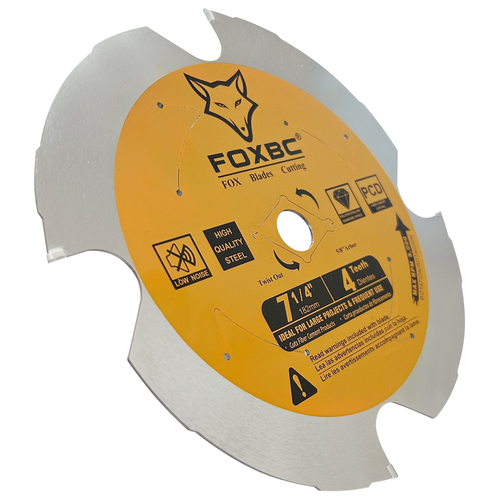 FOXBC 7-1/4 Zoll 4 Zähne polykristalliner Diamant (PCD) Hardie Fiber Cement Sägeblatt, 5/8 Dorn
