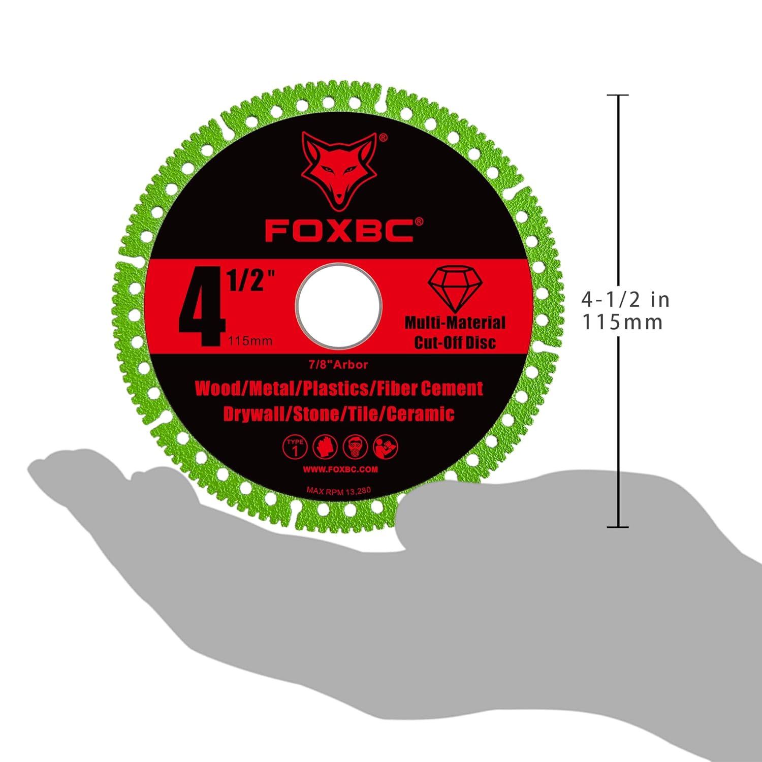 FOXBC 4-1/2 Inch Indestructible Multi-Material Cut Off Disc for Angle Grinders, 7/8" Arbor - 3 Pack