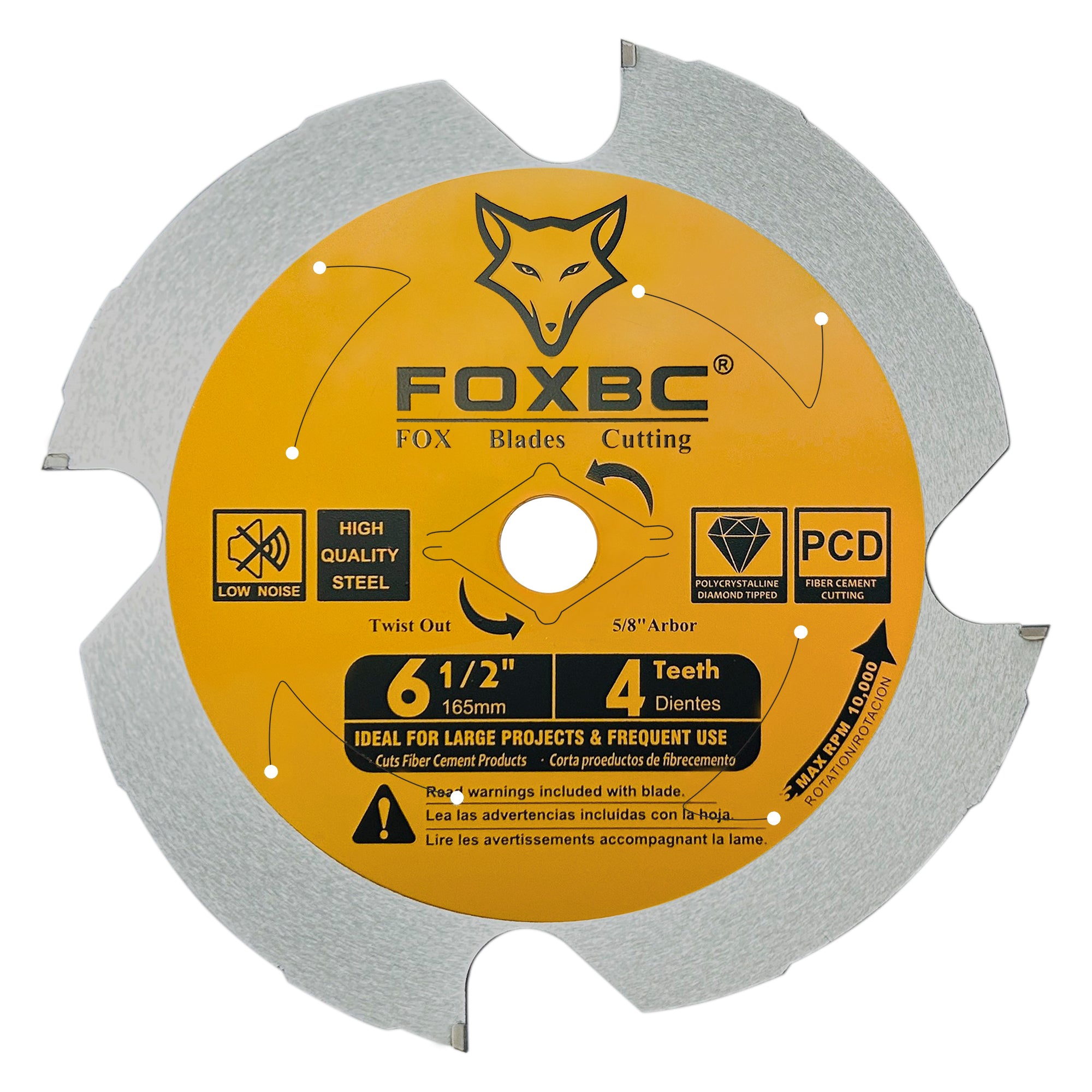 FOXBC 6-1/2 Zoll 4 Zähne polykristalliner Diamant (PCD) Hardie Fiber Cement Sägeblatt, 5/8 Dorn