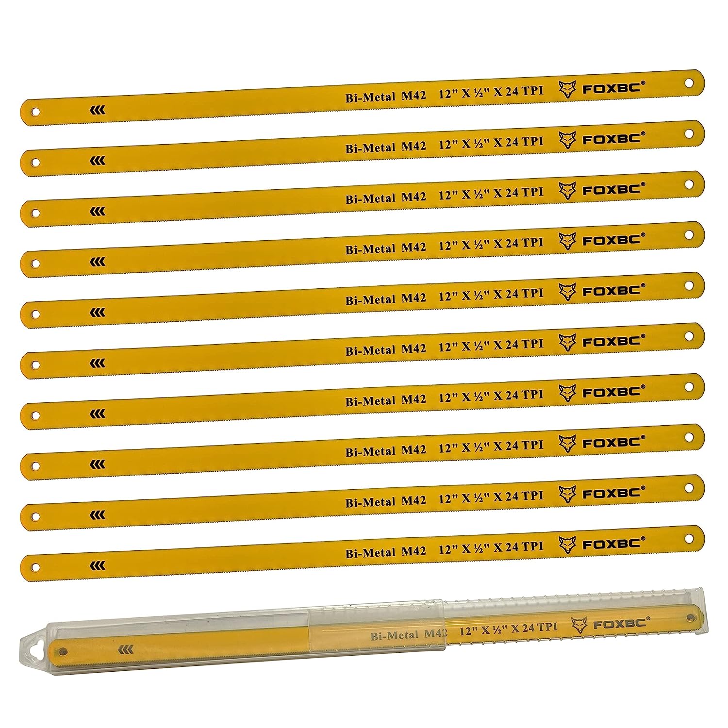 FOXBC Bügelsägeblatt 12 Zoll Metallschneiden, 24 TPI, Bimetall M42, 10er-Pack