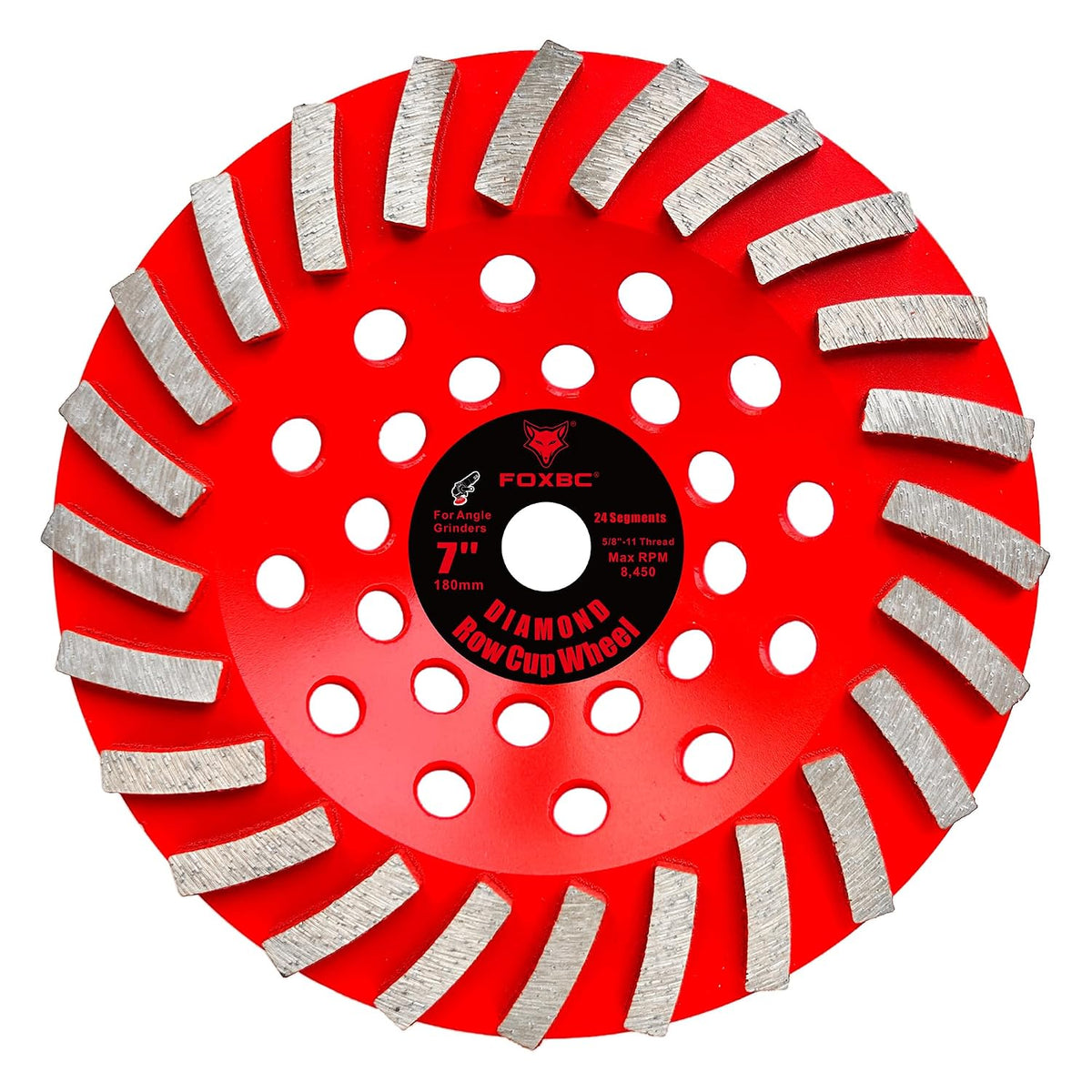 FOXBC 7 Inch Diamond Grinding Cup Wheels, 24 Turbo Segmented For Grinding and Leveling Concrete, Masonry and Stone, 5/8"-11" Arbor