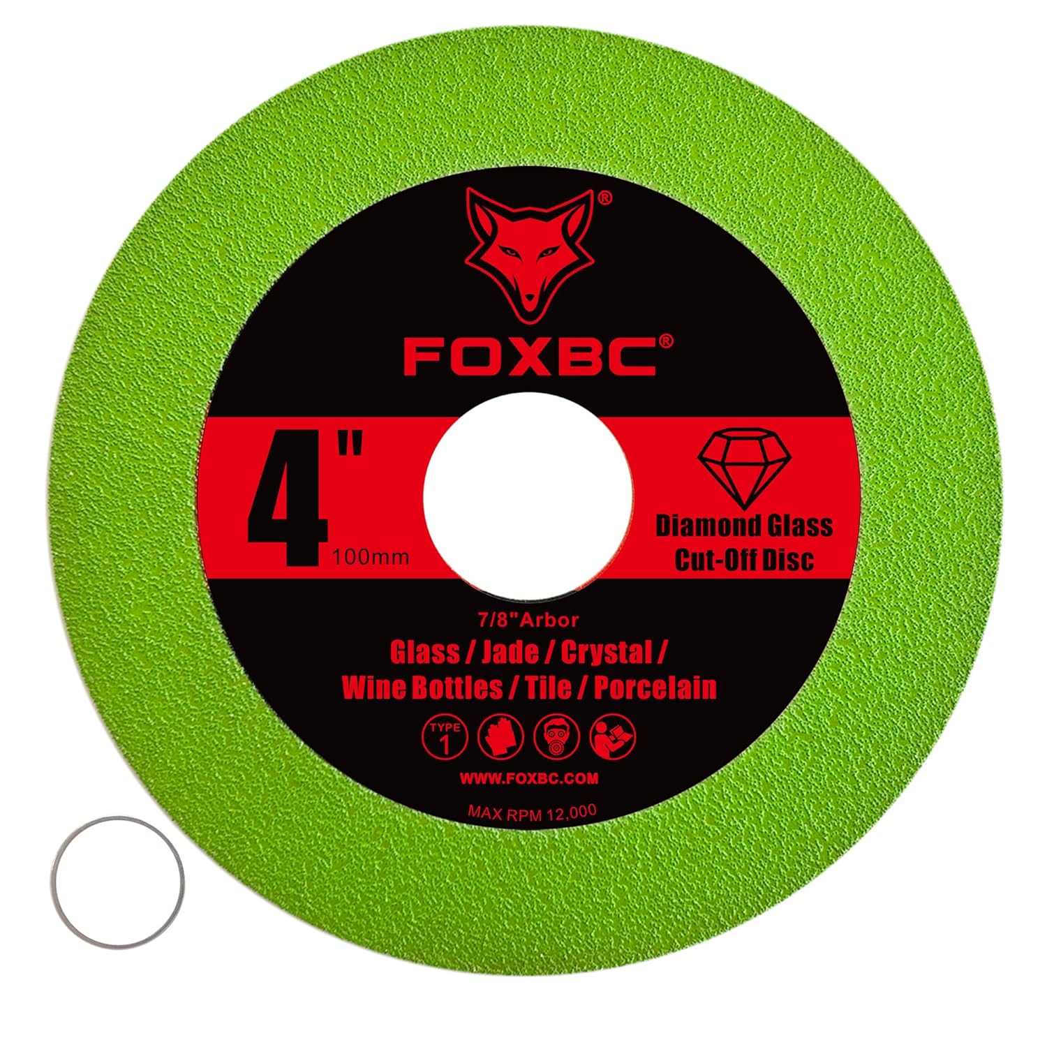 FOXBC Glass Cutting Disc 4 Inch for Angle Grinders, Diamond Saw Blades Wheel Multi-Material for Grinding Ceramic, Crystal, Tile, Wine Bottle, 7/8" Arbor - 3 Pack