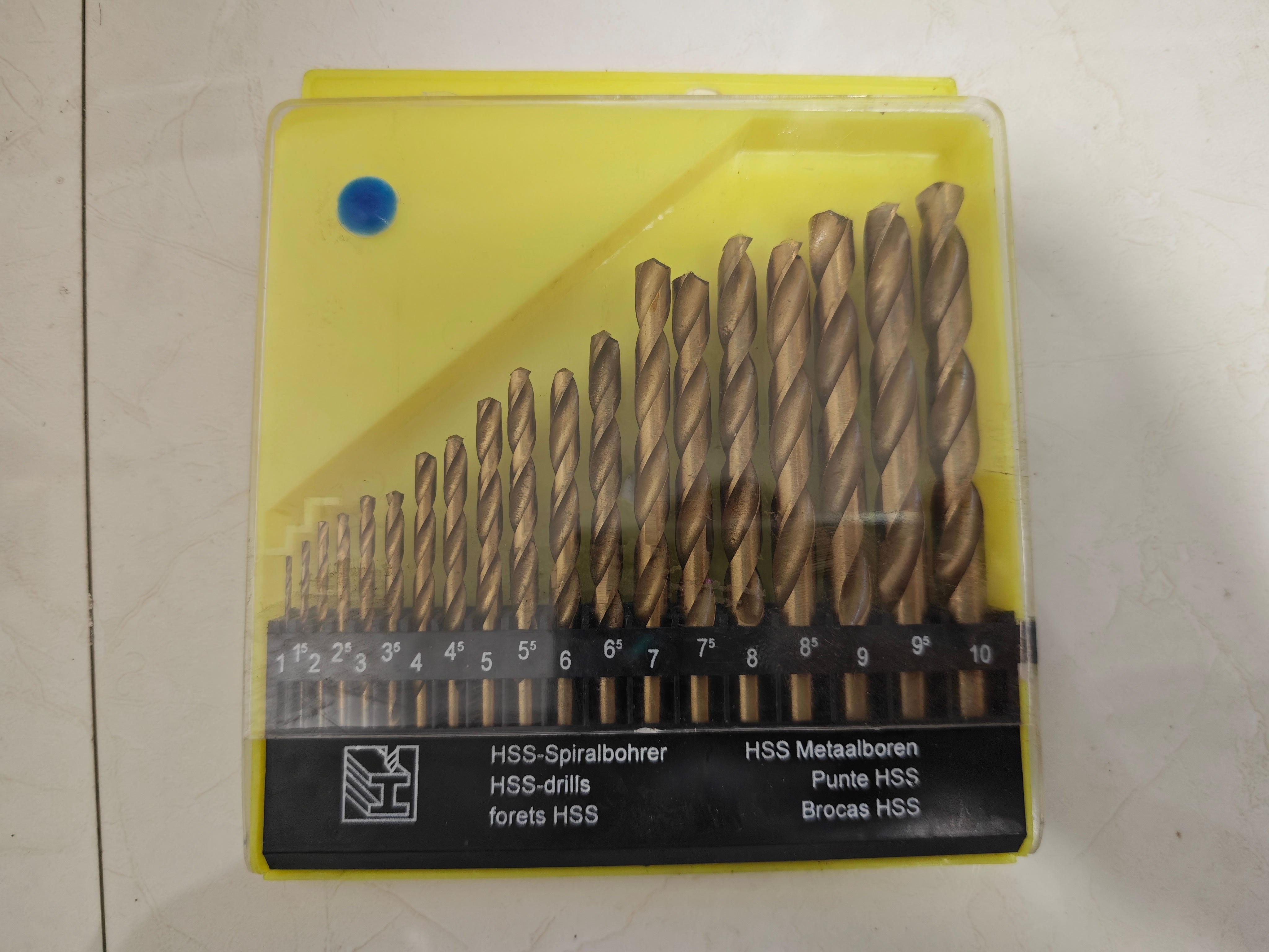 19-Piece Metric Twist Drill Bit Set with Indexed Storage Case, HSS Roll-Forged Bits with Anti-Rust Gold Finish for Wood, Plastic & Soft Metals