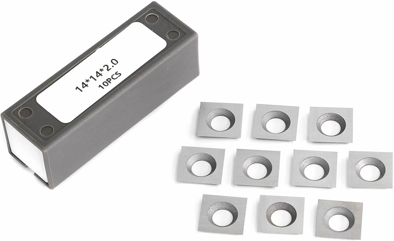 14 x 14 x 2 mm Hartmetall-Fräseinsatz für Drechseldrehmaschine und Spiralhobelkopf – 10 Stück