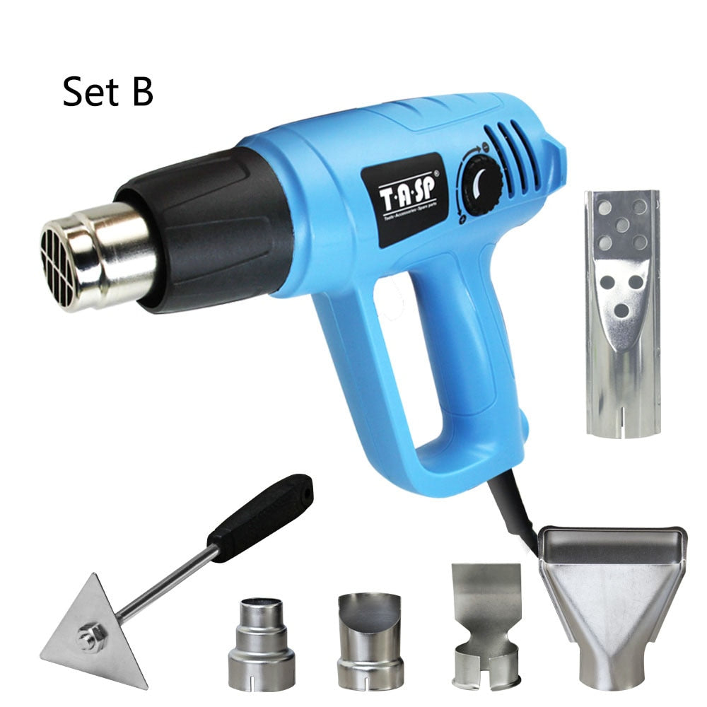 220 V Heißluftpistole, 2000 W, variable Temperatur, elektrischer Haartrockner, Heißluftpistole mit 5 Düsen und Grillanzünder-Aufsatz, Elektrowerkzeug