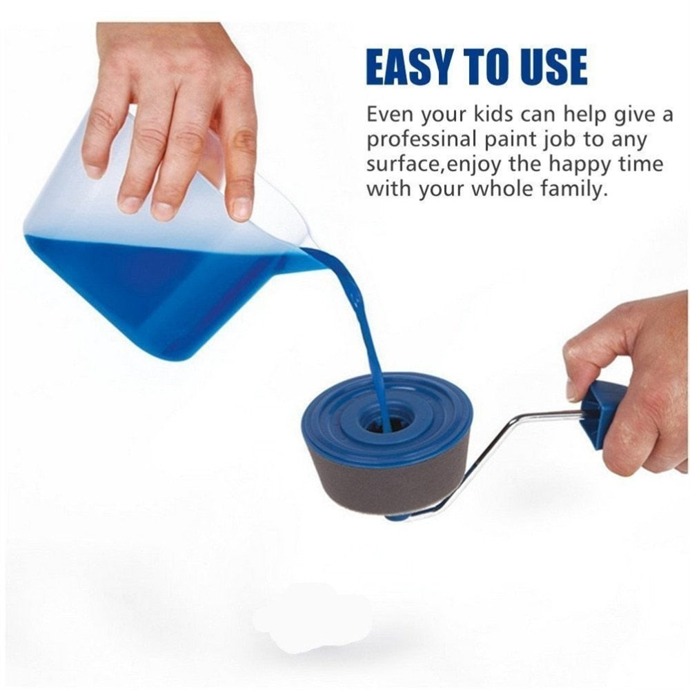 Farbroller-Set, Farbläufer-Set mit 3-Knoten-Verlängerungsstange, Griff, Werkzeug, Malpinsel-Set für Hauswand, Büro, Decke