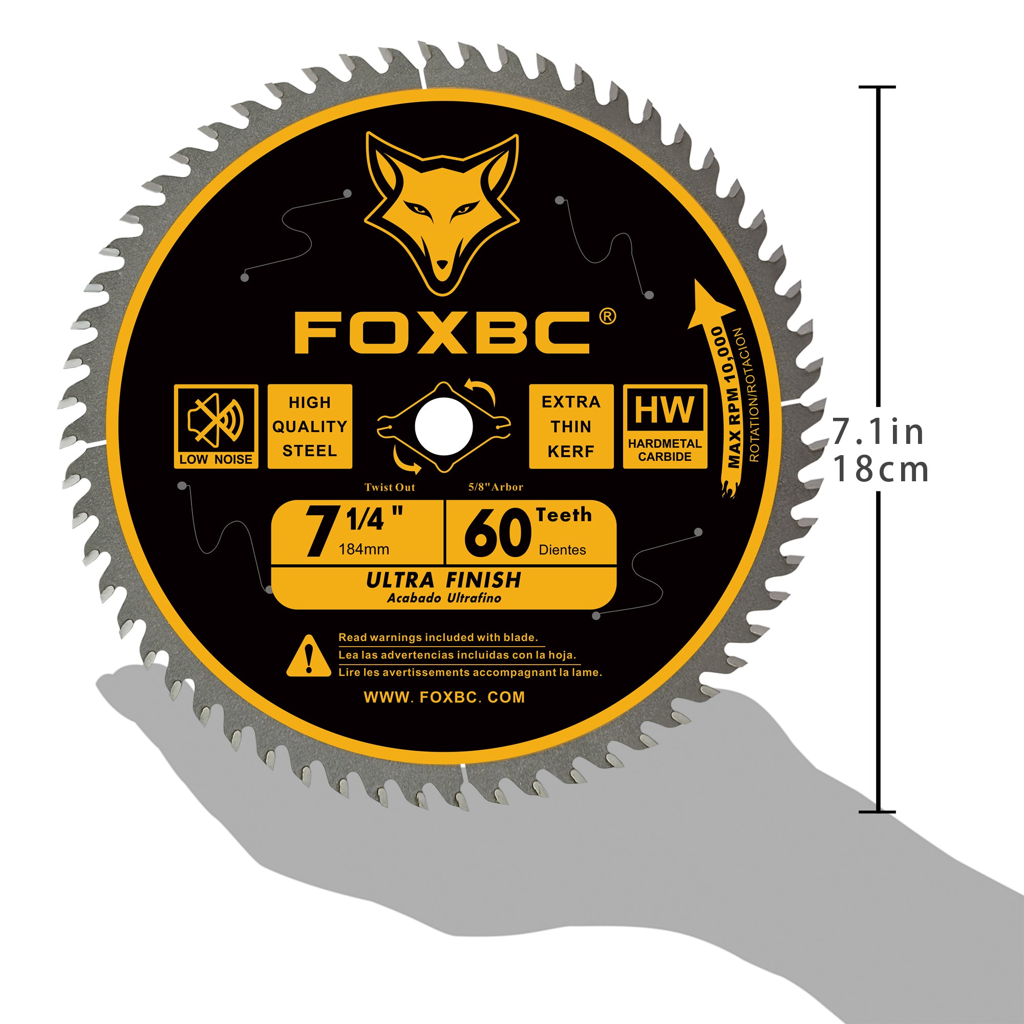 FOXBC 7-1/4" Kreissägeblatt 60 Zähne Ersatz für Freud Diablo D0760A D0760X, DeWalt DWA171460