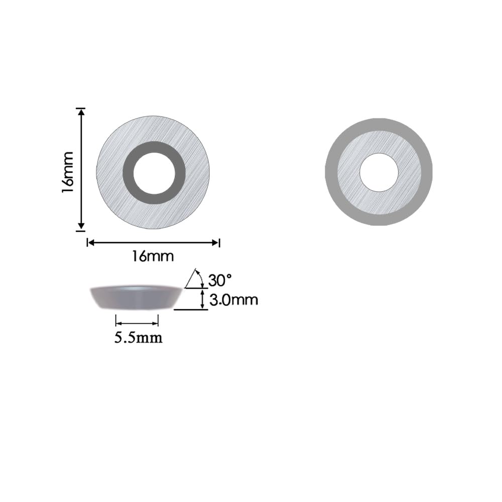 FOXBC Ci0 Hartmetall-Fräseinsätze rund 16 mm (5/8 Zoll) für Easy Wood Tools Full &amp; Pro Size Easy Finisher Drechselwerkzeuge, indexierbar – 10 Stück
