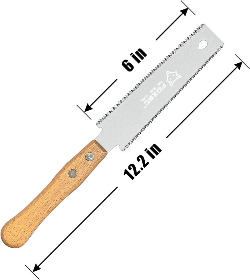 FOXBC Japanese Hand Saw Flush Cut Small Pull Saw Double-Edged Flexible for Woodworking Trim Saw