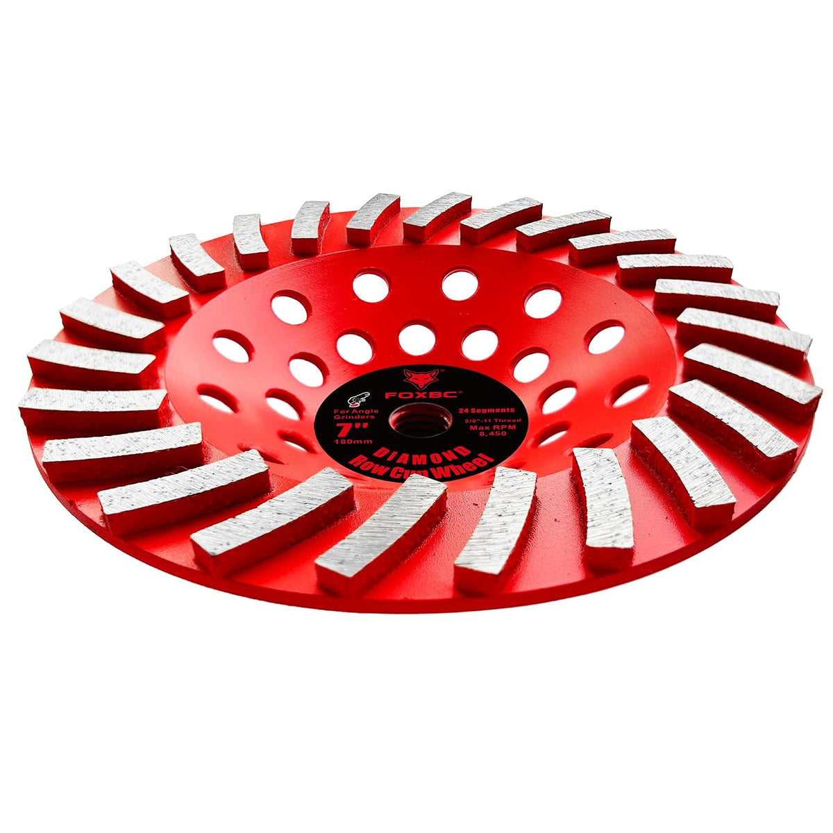 FOXBC 7 Inch Diamond Grinding Cup Wheels, 24 Turbo Segmented For Grinding and Leveling Concrete, Masonry and Stone, 5/8"-11" Arbor