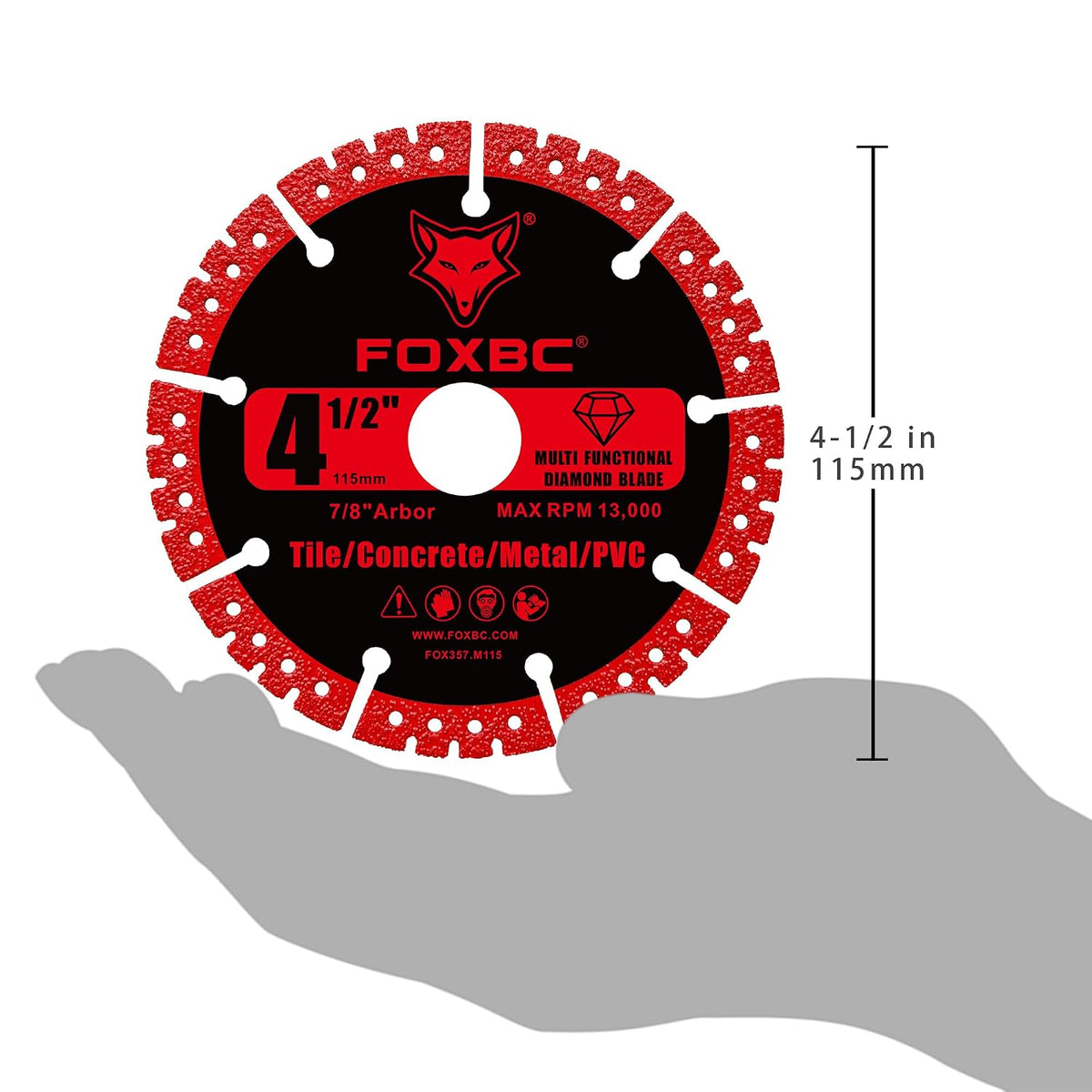 FOXBC 4-1/2 inch Diamond Blades, Multi-Purpose Metal Cutting Wheel - 3 Pack
