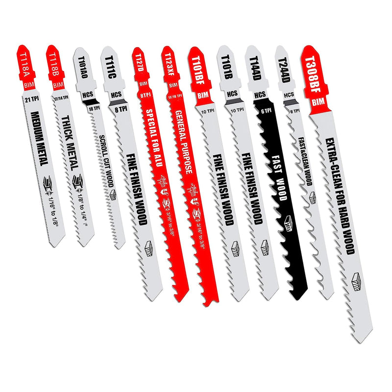 FOXBC Jigsaw Blades Set Multi-Purpose for Cutting Wood & Metal, T-Shank Jig Saw Blades - 40 Pack