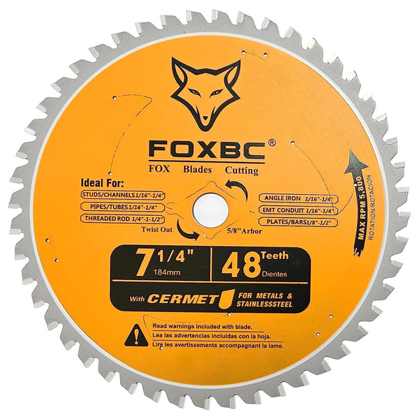 FOXBC 7-1/4 Zoll 48 Zähne Kreissägeblatt zum Schneiden von Metall und Edelstahl, Ersatz für Diablo D0748CF Keramikkarbid-Sägeblatt