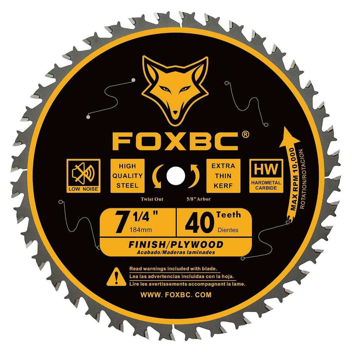 FOXBC 7-1/4 Inch Circular Saw Blade 40T 60T Combo Pack, Ultra Fine Finish for Wood Cutting, Thin-Kerf with 5/8" Arbor
