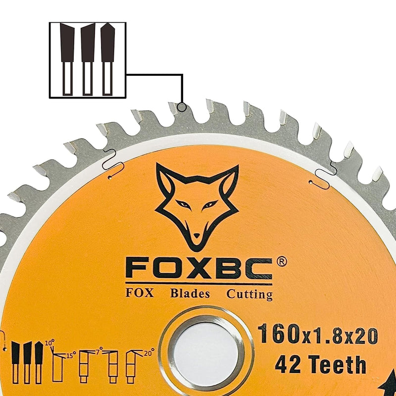 FOXBC 205561 Kettensägeblatt 160 x 1,8 x 20 mm WD42 Zahnholz Feinschnitt für Festool TS 55 F, TSC 55 K, HK 55 und HKC 55