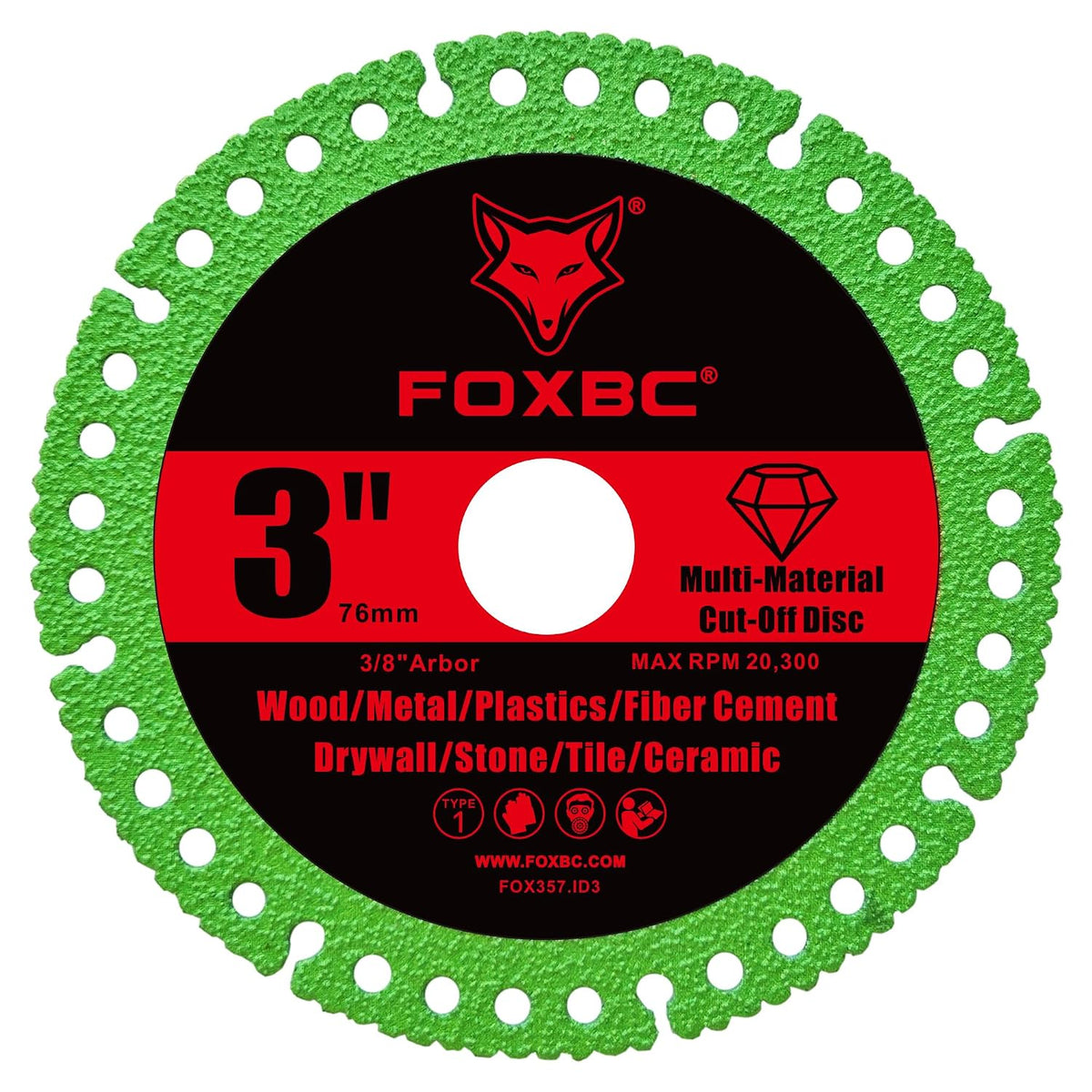 FOXBC 3 Inch Diamond Cut-Off Wheel Disc, Multi-Material Saw Blades - 3 Pack