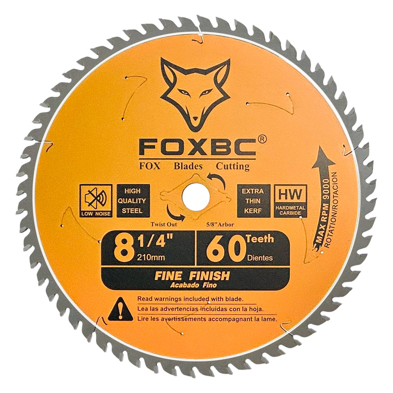 FOXBC 8-1/4 Inch Table Saw Blade 60 Tooth Fine Finish Wood Cutting wit