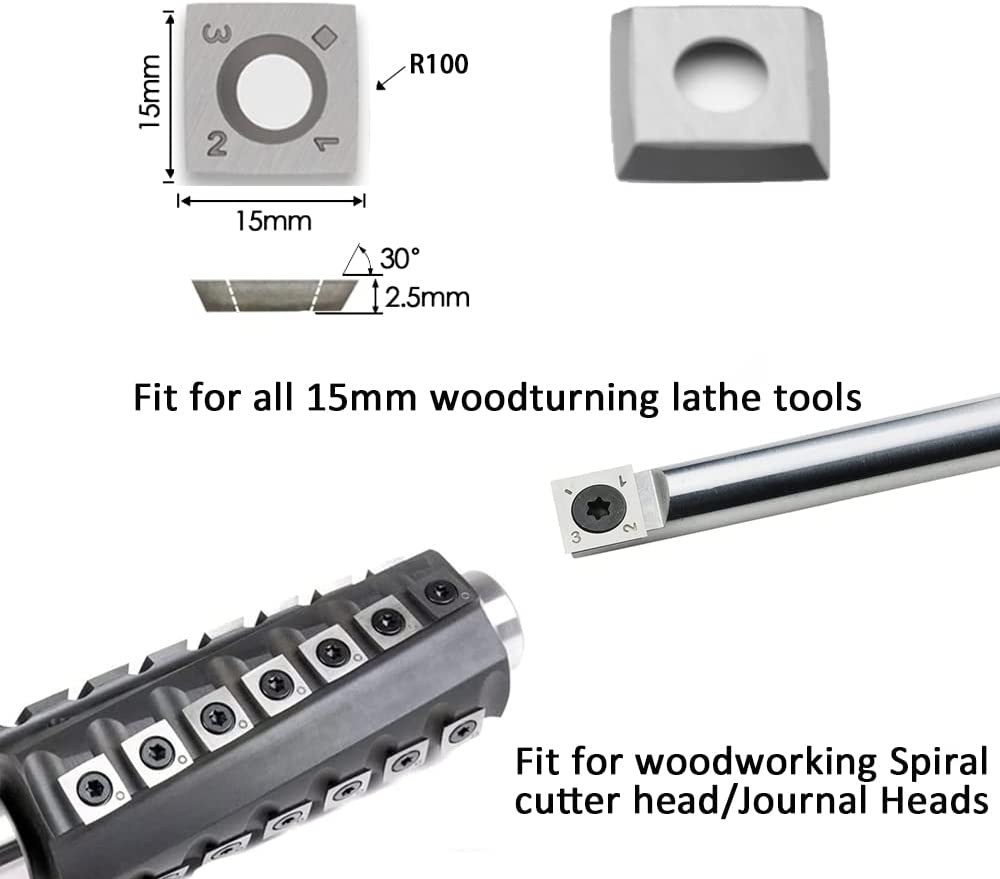 FOXBC 15 mm Hartmetalleinsätze 4"R indexierbar für alle Byrd Shelix Hobelmesserköpfe, Ersatz für Byrd KN400, 10er-Pack