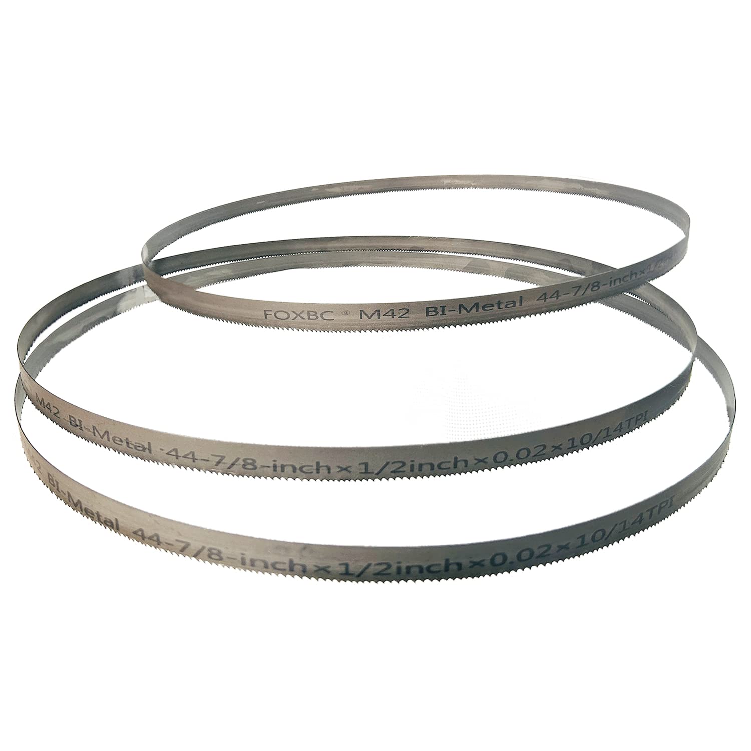 FOXBC 44-7/8 Zoll Bandsägeblatt 10/14 TPI für DeWalt DCS374B DWM120K, Wen 94396 tragbare Bandsäge, 44-7/8 Zoll x 1/2 Zoll x .020 Zoll, 10/14 TPI, 3er-Pack