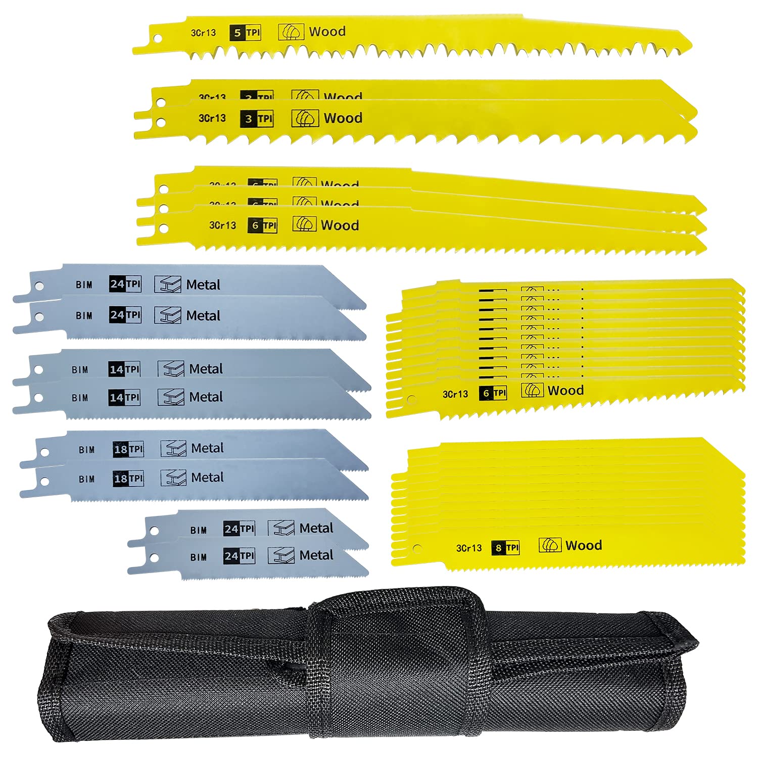 FOXBC Säbelsägeblätter-Set für DEWALT, Milwaukee, Black+Decker, Ryobi, Makita, Bosch und die meisten Säbelsägen zum Metall-/Holzschneiden – 36er-Pack