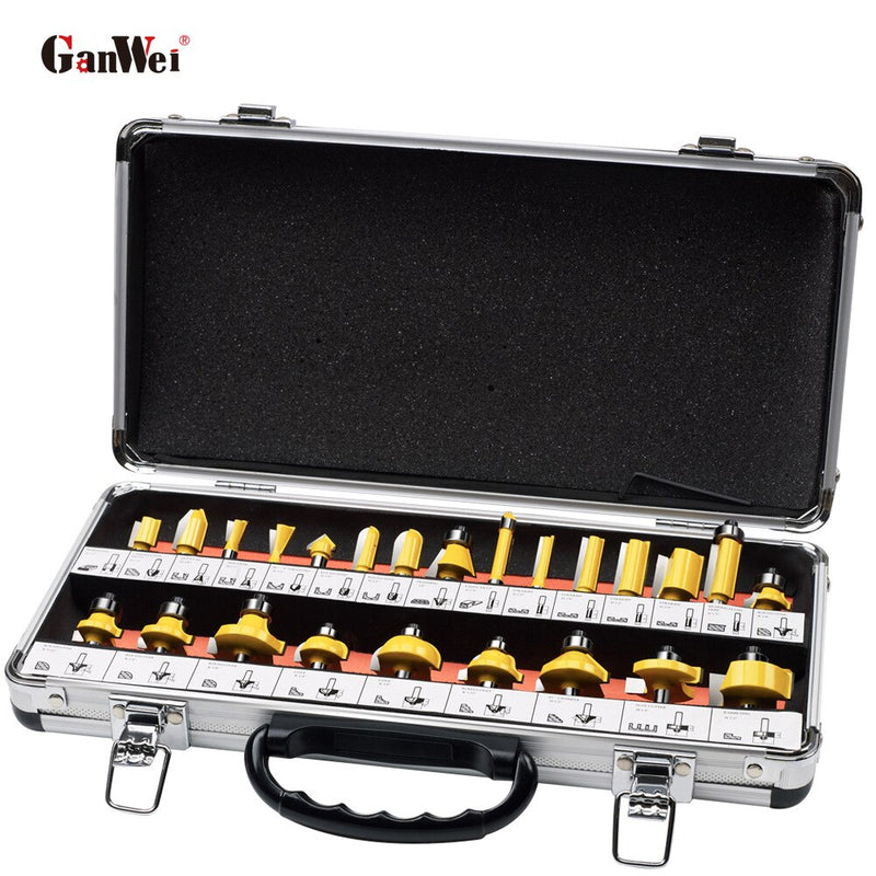 24PCS Router Bits Milling Cutter Set 1/4 Inch Shank Made of 45