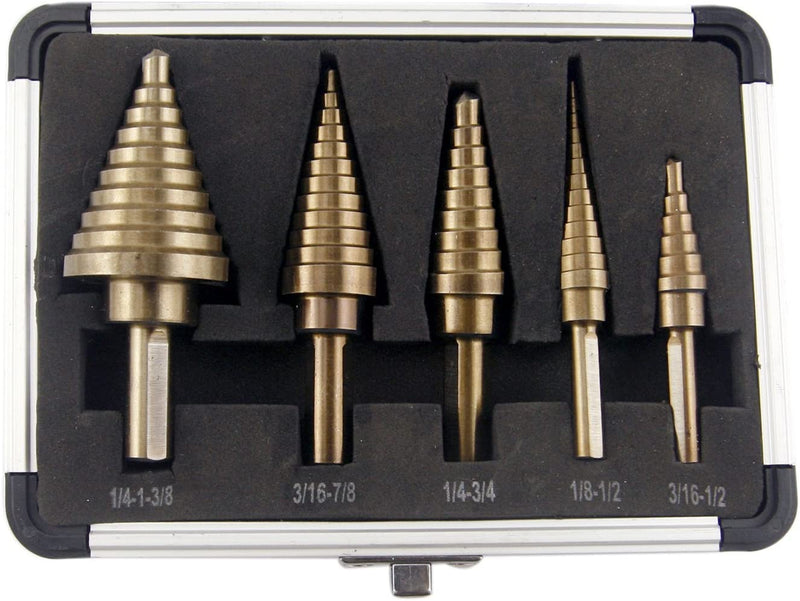 3pcs/5pcs/6pcs Titanium Step Drill Bit Set Hss Cobalt Multiple Hole Step Drilling for Metal Aluminium Wood Drilling Hole