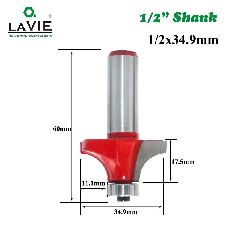 6pcs 12mm 1/2" Shank Corner Round Over and Beading Edging Router Bit Set C3 Carbide Tipped Tenon Cutter