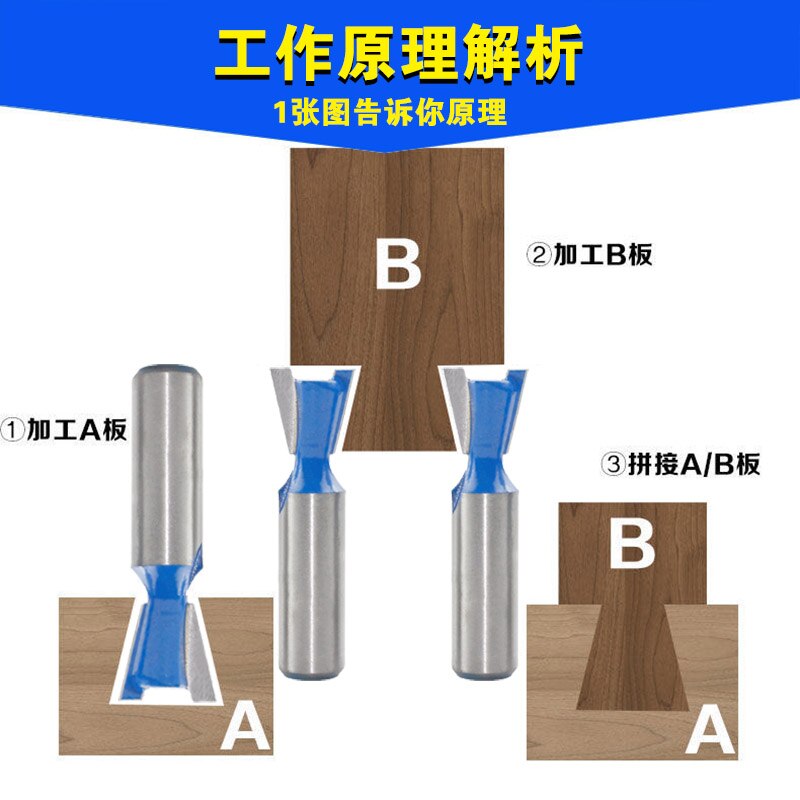6pcs 12mm Shank 1/2 Dovetail Joint Router Bits Set 14 Degree Woodworking Engraving Bit Milling Cutter for Wood