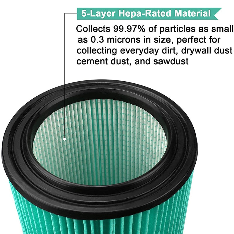 5-Layer Pleated Replacement Filter Compatible with VF6000 Wet/Dry 5-20 gallon vacuums Woodworking Tools
