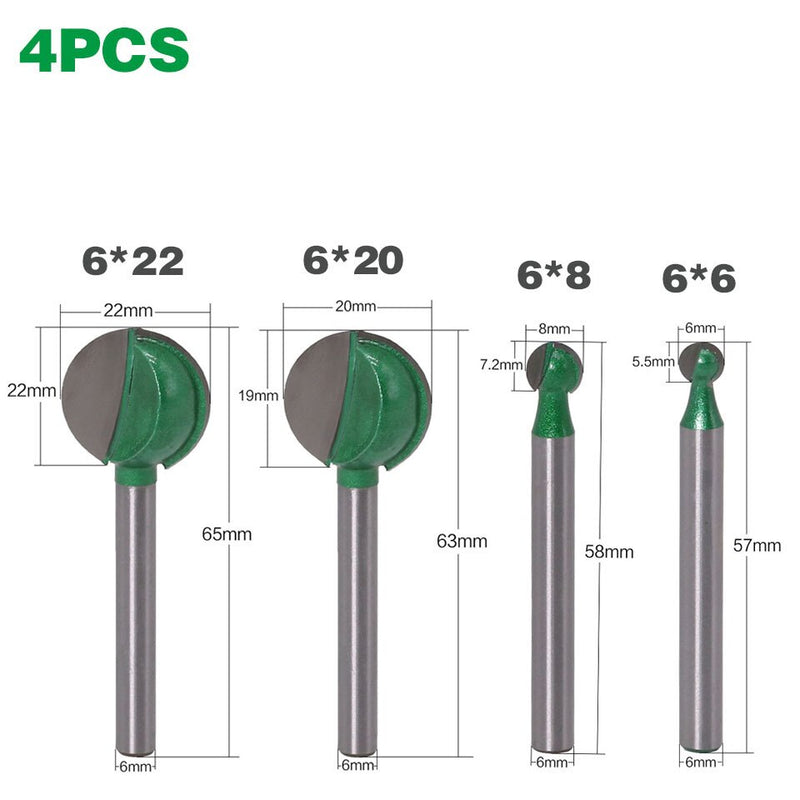 3mm or 6mm Shank Ball Nose Round Carving Bit Router Bit for Wood Cove CNC Milling Cutter Radius Core Tungsten Carbide