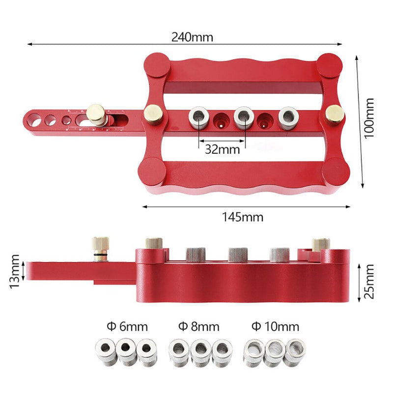 WORKBRO Woodworking Dowel Jig 6/8/10mm Drill Guide Metal Sleeve Wood Drilling Saw Tools Handheld Jigs with Inclined Hole Device