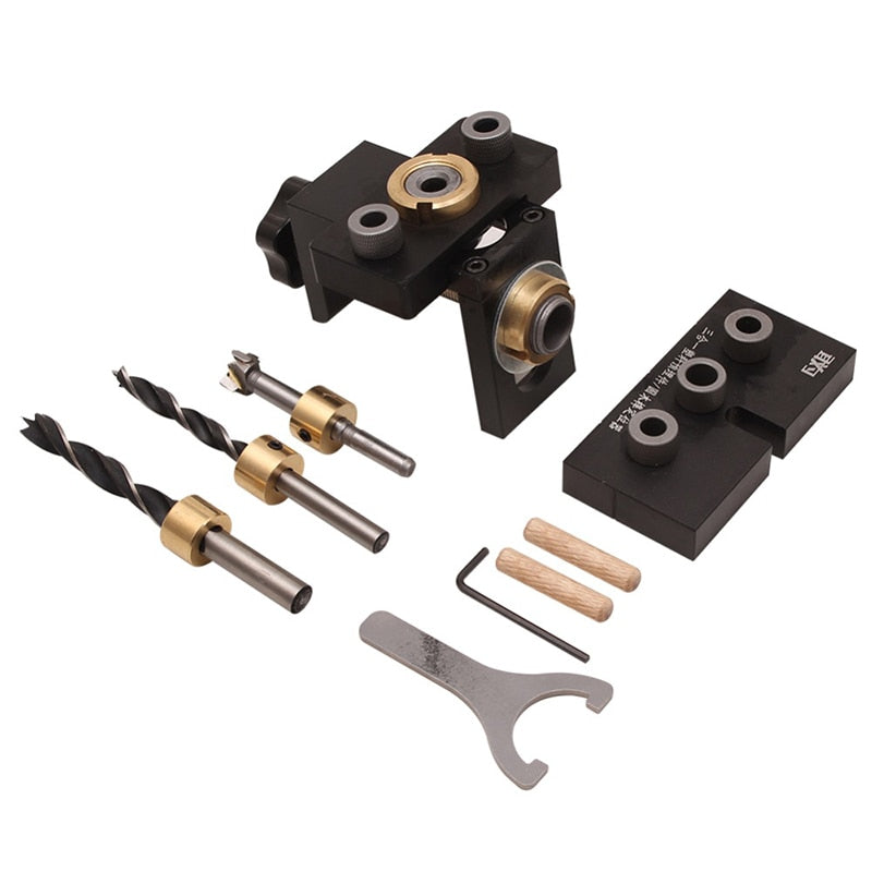 3 in 1 Adjustable Doweling Jig Woodworking Pocket Hole Jig With 8/15mm Drill Bit For Drilling Guide Locator Puncher Tools