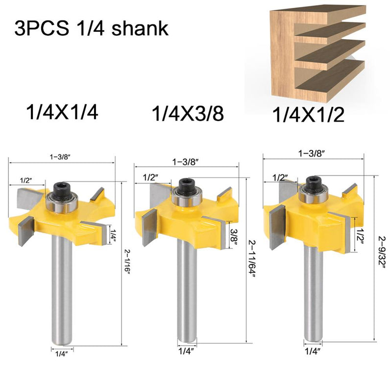 6mm 1/4 inch Shank T type bearings wood milling cutter Industrial Grade Rabbeting Bit woodworking tool router bits
