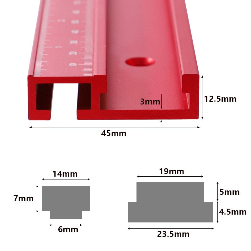 400–800 mm Tischführungsschiene aus Aluminiumlegierung, Typ 45, rot, metrisch, mit Skala, Rutsche, Schiebegriff, Rutsche, Holzbearbeitungswerkzeug