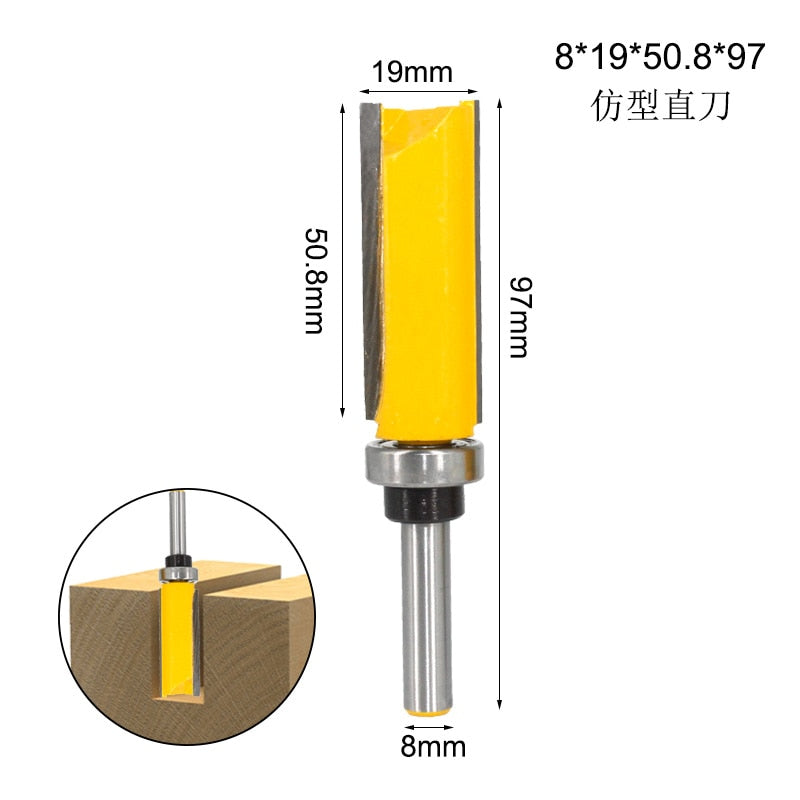 8mm Flush Trim Pattern Router Bit Top & Bottom Bearing Bits Milling Cutter