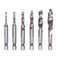 6Pcs Titanium Plated HSS Screw Drill Thread Metric Tap Drill Bits M3 M4 M5 M6 M8 M10 Hex Shank Screw Machine tap Tool
