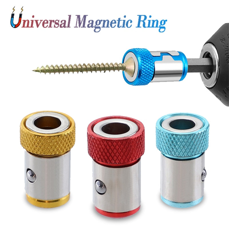 6.35mm Screwdriver head Magnetic Ring Alloy Electric Drill Magnetic Screw Drill Tip Universal Connecting Rod Adapter