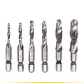 6Pcs Titanium Plated HSS Screw Drill Thread Metric Tap Drill Bits M3 M4 M5 M6 M8 M10 Hex Shank Screw Machine tap Tool