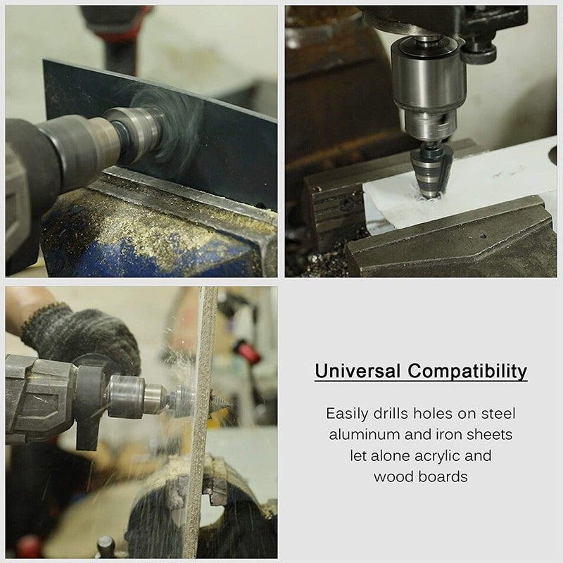 Double Fluted Faster Drilling Step Drill Bit Professional Unibit Drill Bit 7/8 to 1-3/8-In for Metal Steel Wood Aluminum