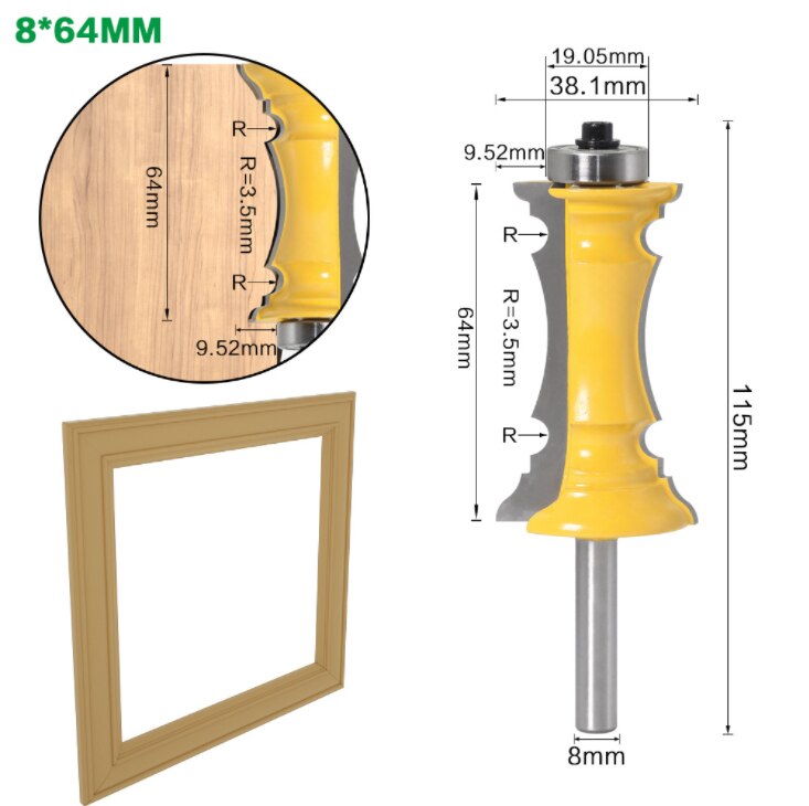 2-teiliges Fräser-Set, 1/2-Zoll-Schaft, Holzbearbeitungs-Holzformfräser, Fräser für Gehrungsplatten, Schranktüren