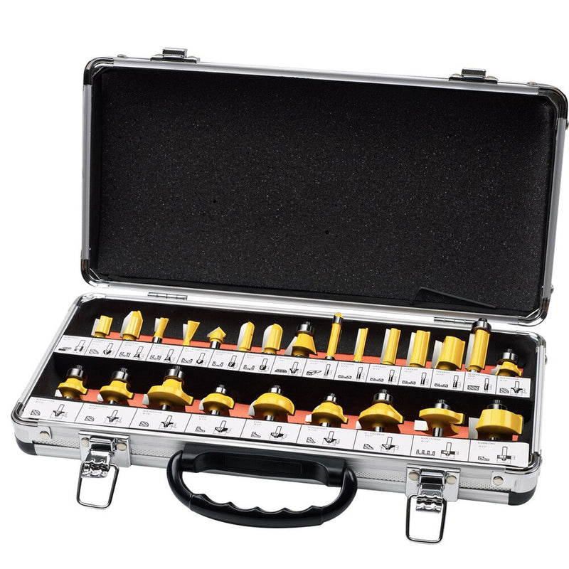 24PCS Router Bits Milling Cutter Set 1/4 Inch Shank Made of 45