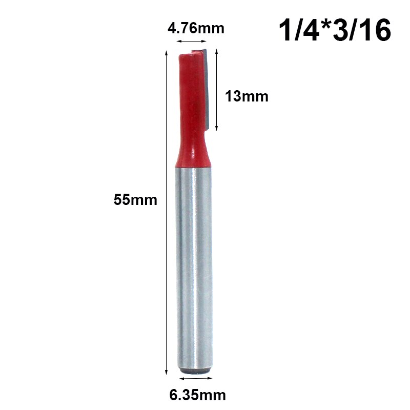 1pc 1/4" Shank 6.35mm Blade Double Flutes Straight Bit Woodworking Cutter Tool Carving Trimming Router Bit