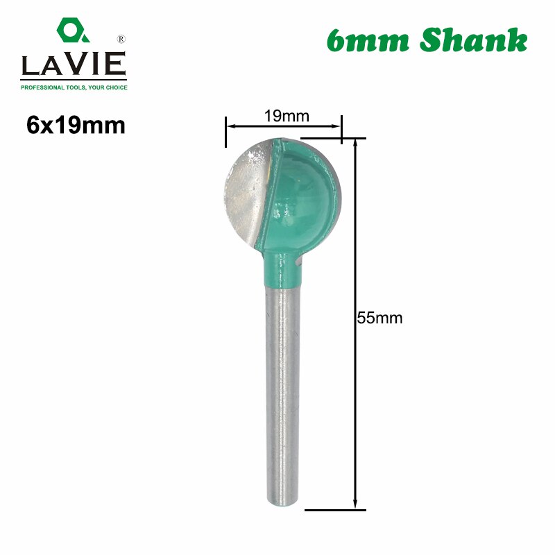 6mm Shank Ball Nose Round Carving Bit Cove CNC Milling Bit Radius Core Tungsten Carbide Router Bit for MC06003