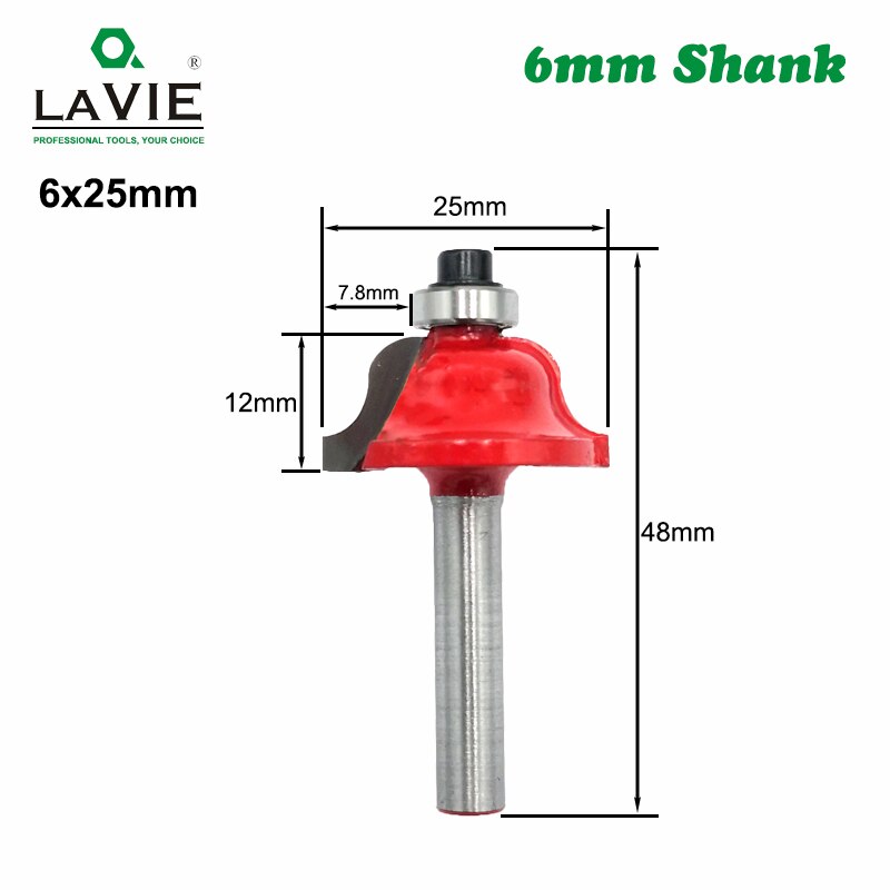 6mm Shank Woodworking Flush Trim Router Bit Beading Bit Corner Round Cove Tungsten Carbide Milling Cutter for Wood MC06013
