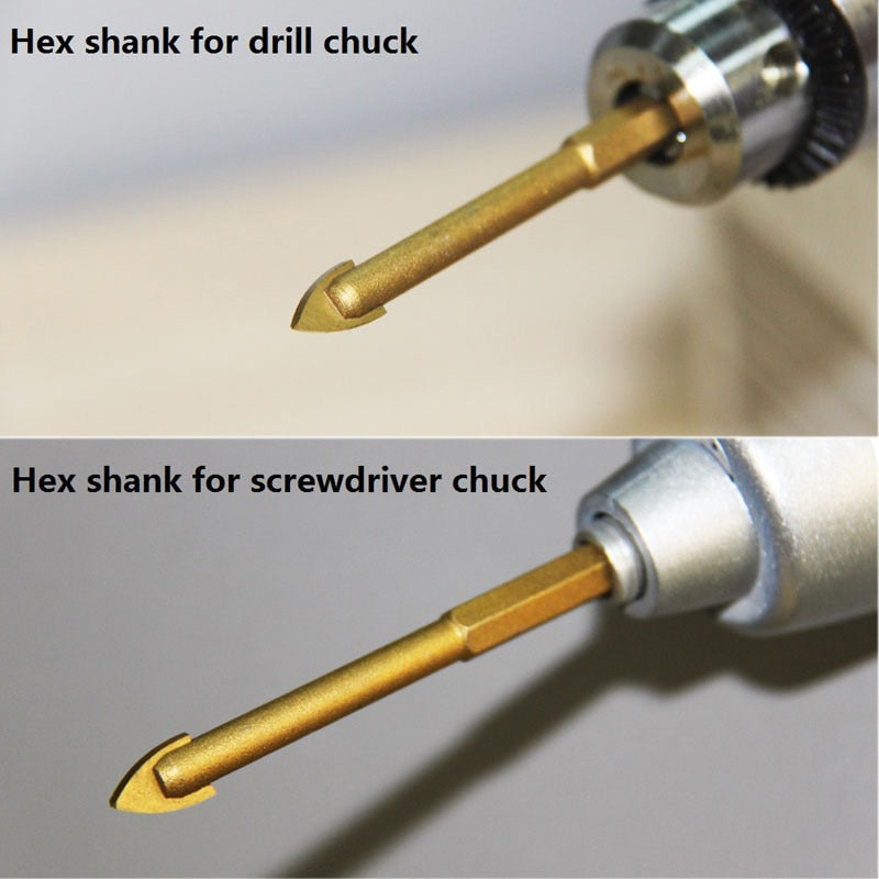 5pcs Glass Drill Bit Set Carbide Tipped Ceramic Tile Cutter 1/4" Hex Shank 3/4/6/8/10mm Power Tools Accessories