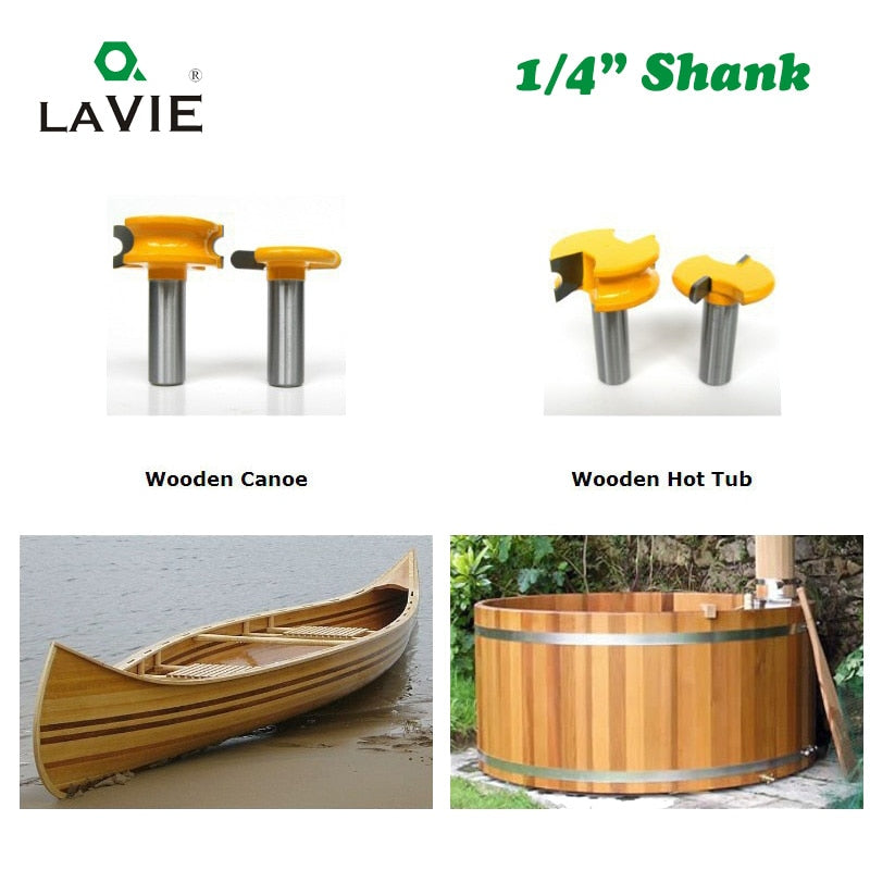2pcs 1/4" Shank Flute and Bead Router Bit Arc Woodwork T-Shaped Tenon Bits Slotting Router Bit Set Milling Cutter