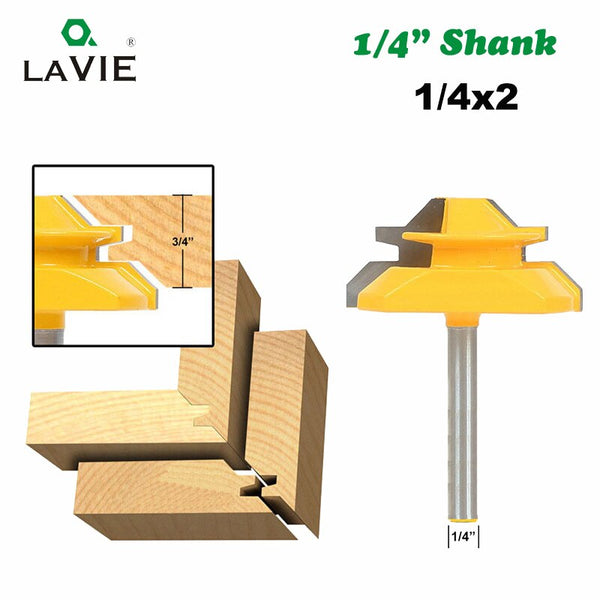 1/4" Shank Medium Lock Milter Router Bit 45 Degree 3/4" Stock Tenon Cutter