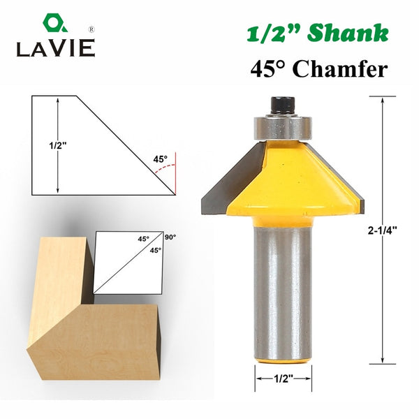 1pc 12mm 1/2 Schaft 12,7MM 45 Grad Fase Fase Kanten Router Bit für Holz Fräser Holzbearbeitung werkzeuge