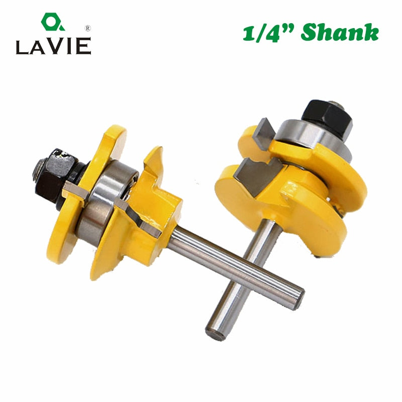 1/4" 2pcs Small Rail and Stile Router Bit Set Door Window Woodworking Knife Tenon Cutter for Wood Milling Tools